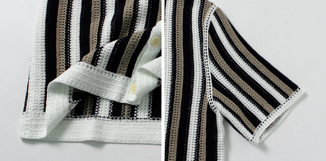 WAX LONDON / Porto Polo Shirt - Stripe Crochet