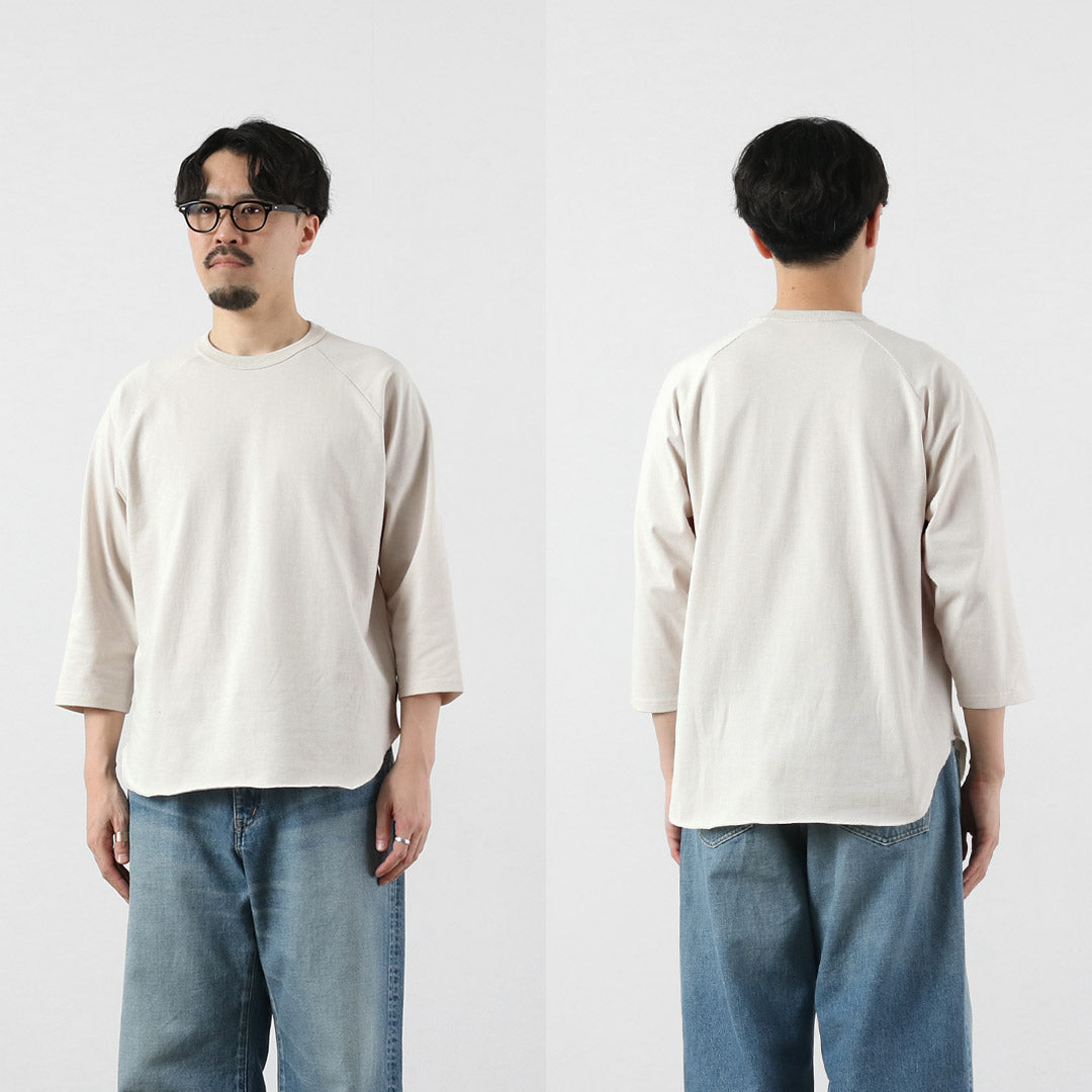 HEALTHKNIT / HEALTHKNIT × RAG T-shirt exclusif à manches 3/4 et col rond raglan Jersey sec à extrémités ouvertes Finition désodorisante antibactérienne