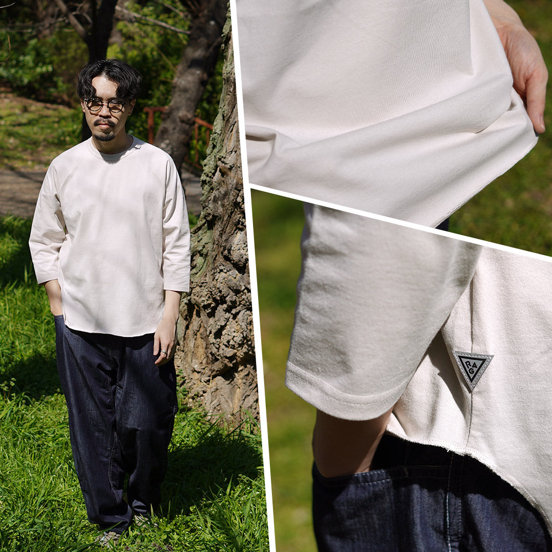 HEALTHKNIT / HEALTHKNIT × RAG T-shirt exclusif à manches 3/4 et col rond raglan Jersey sec à extrémités ouvertes Finition désodorisante antibactérienne