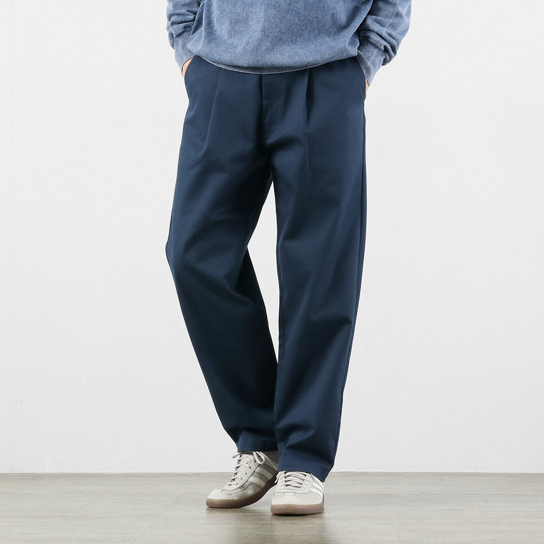 UNIVERSAL OVERALL / Heritage T/C Pantalones relajados de 1 pliegue Chinos con lavado biológico Stone Carver