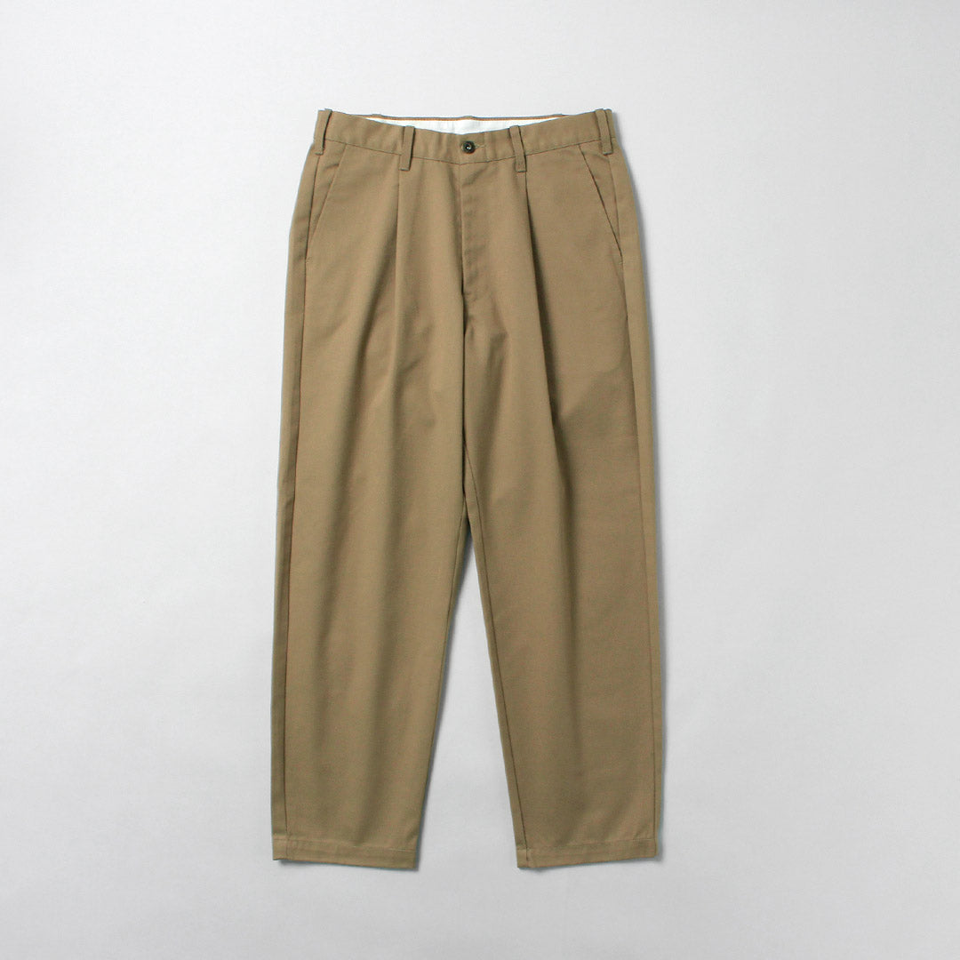 UNIVERSAL OVERALL / Heritage T/C Pantalones relajados de 1 pliegue Chinos con lavado biológico Stone Carver