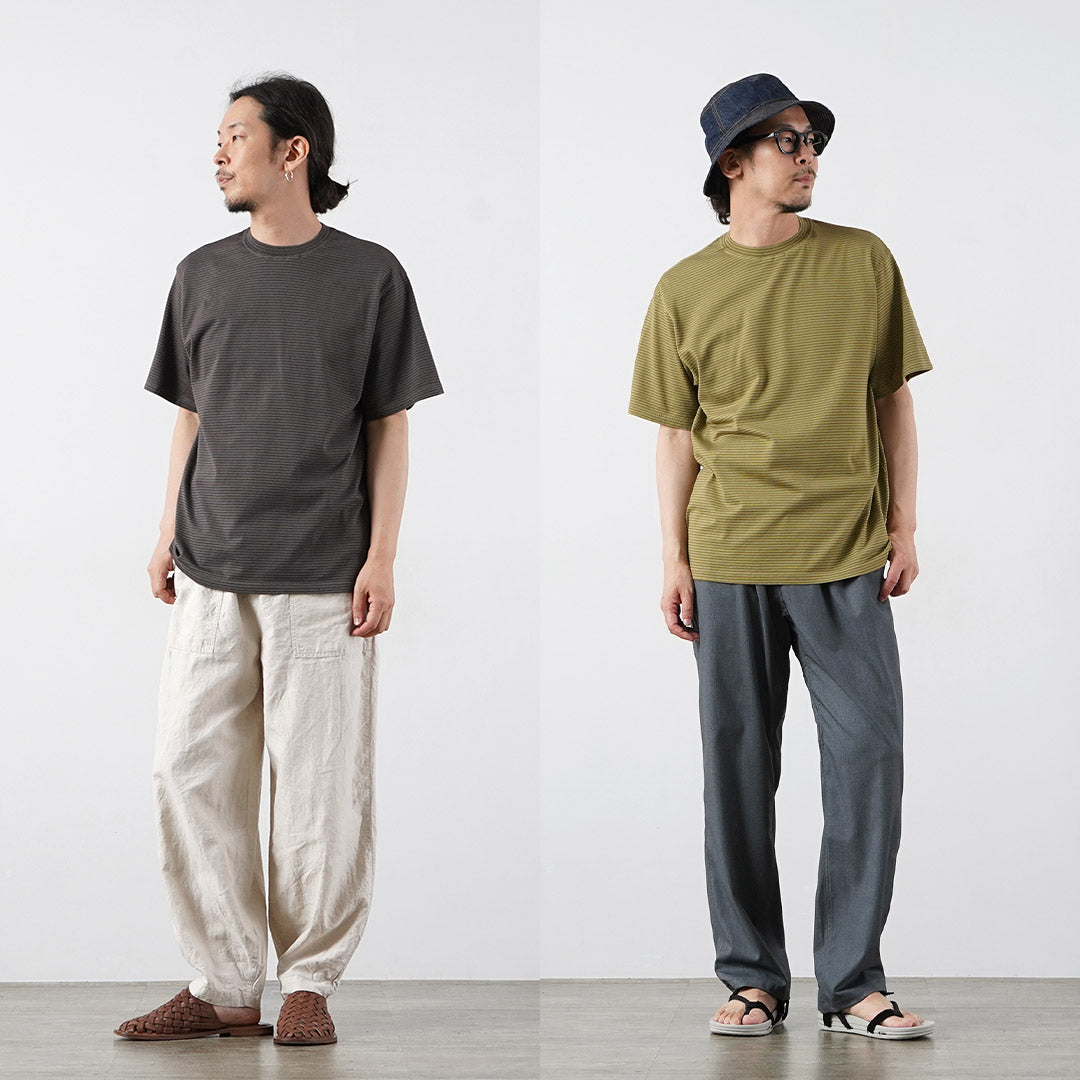 YONETOMI NEW BASIC / Garment-Dyed Striped Short Sleeve T-Shirt