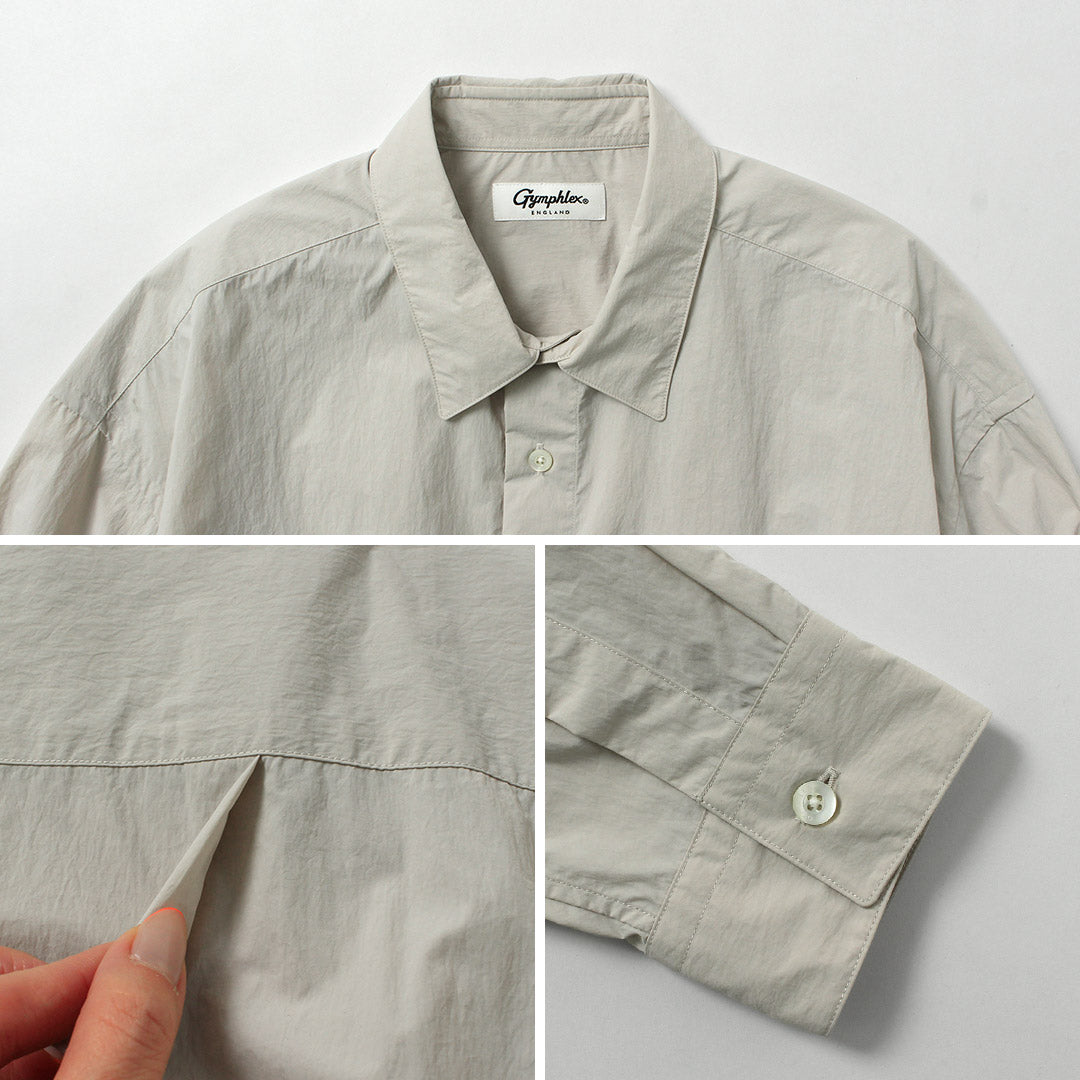 GYMPHLEX / Nylon Taslan Long-Sleeve Gathered Shirt