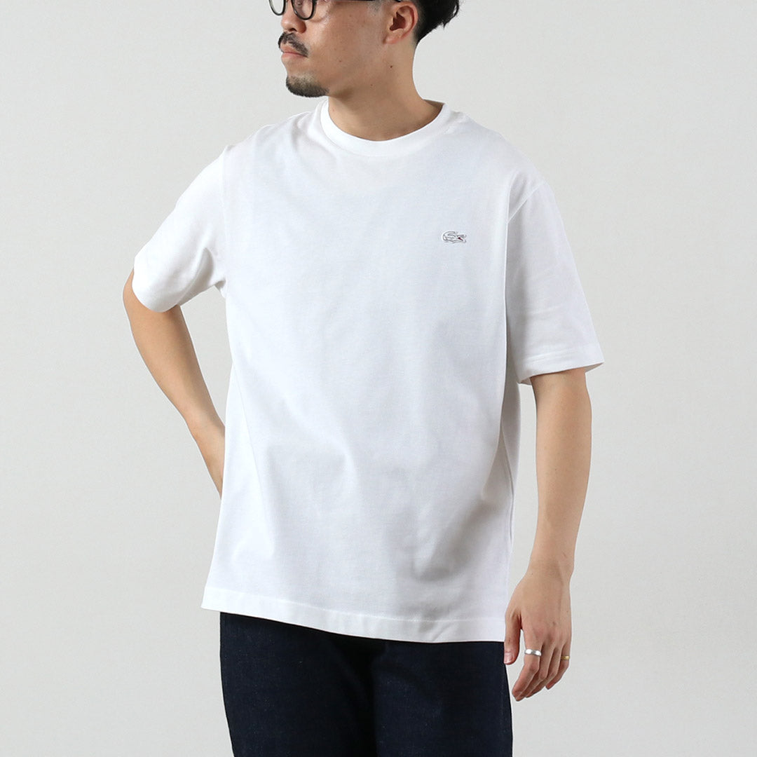 LACOSTE / Camiseta con cuello redondo y silueta de cocodrilo