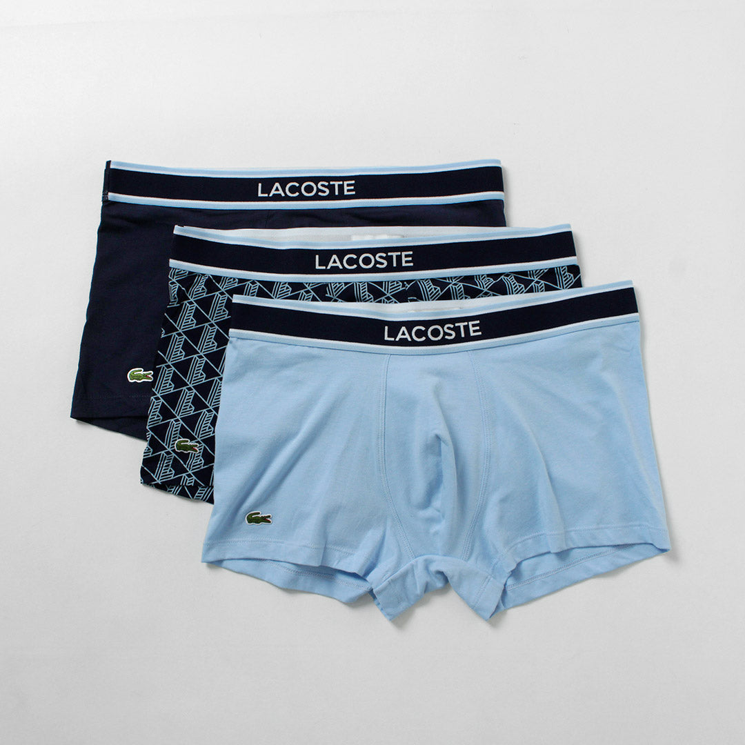 LACOSTE / Lot de 3 boxers en coton stretch monogramme et uni