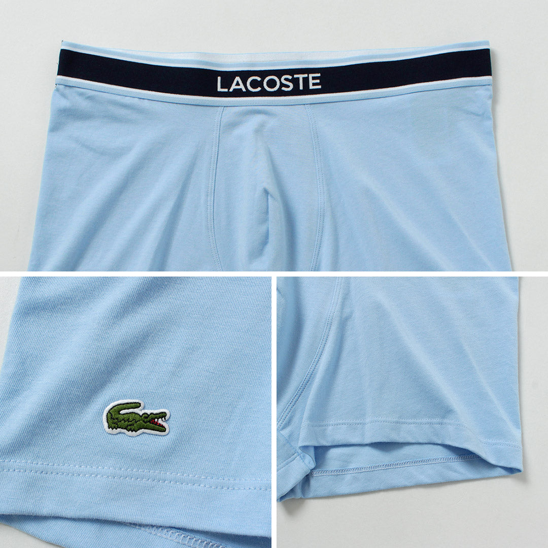 LACOSTE / Lot de 3 boxers en coton stretch monogramme et uni