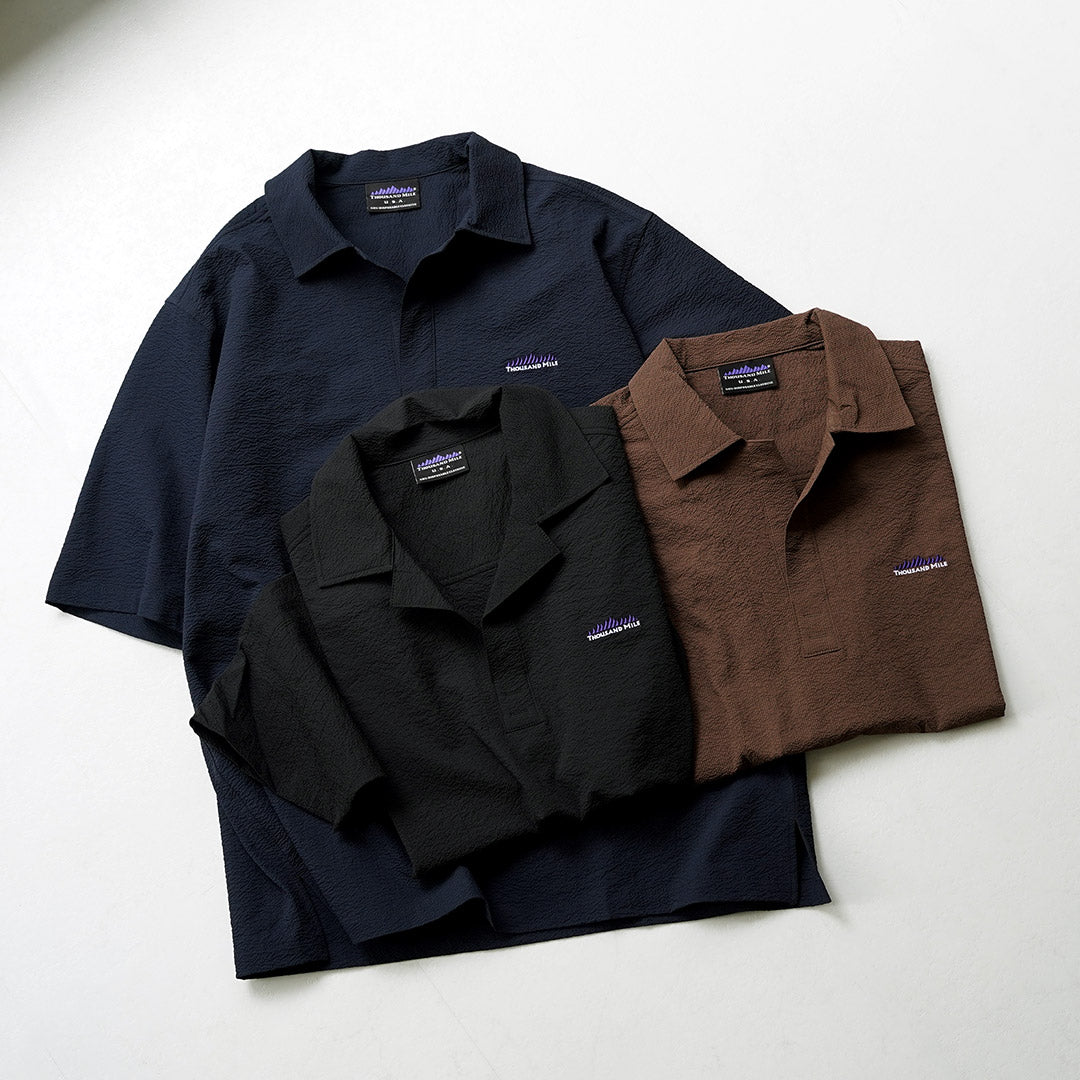 THOUSAND MILE / Short Sleeve Seersucker Skipper Shirt