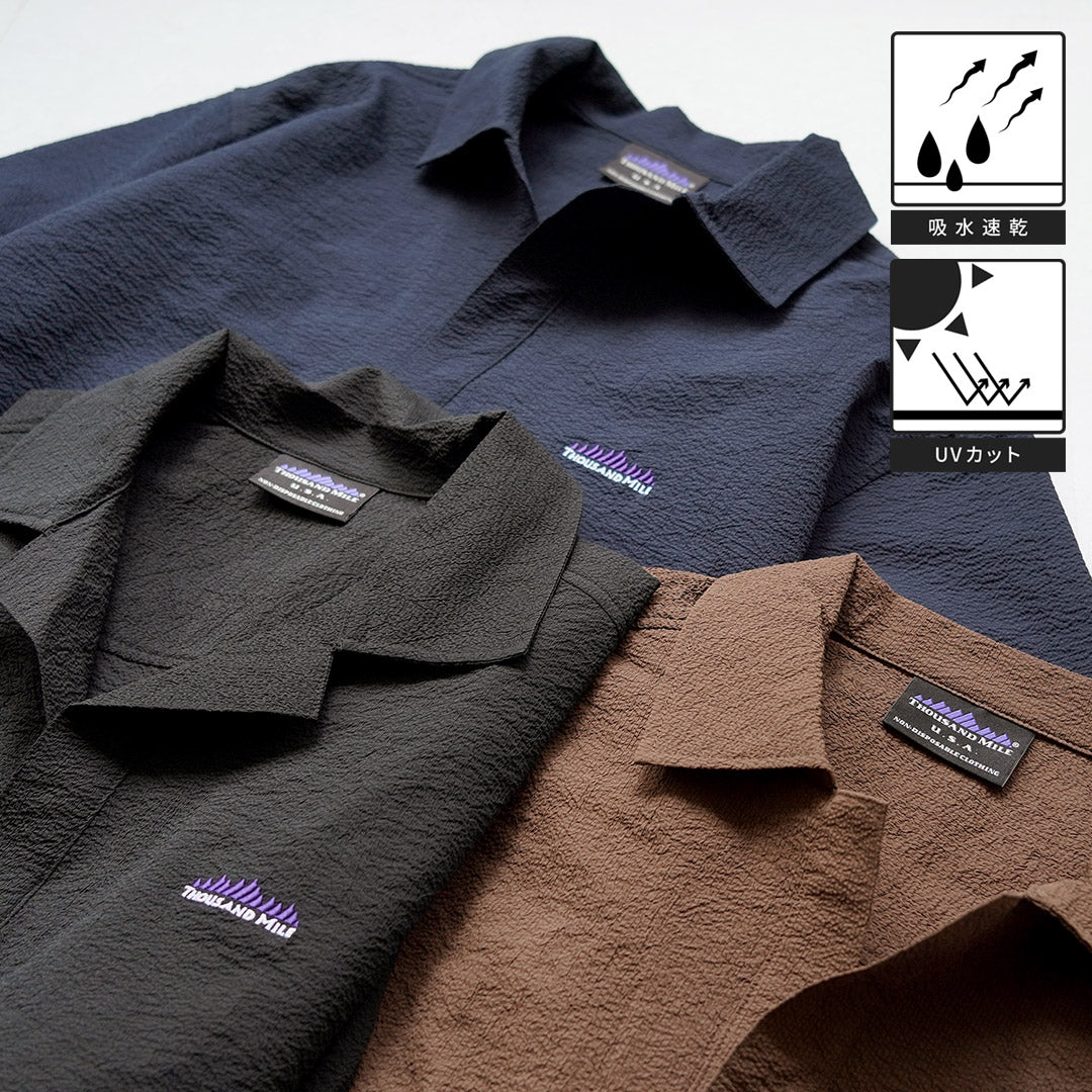 THOUSAND MILE / Short Sleeve Seersucker Skipper Shirt
