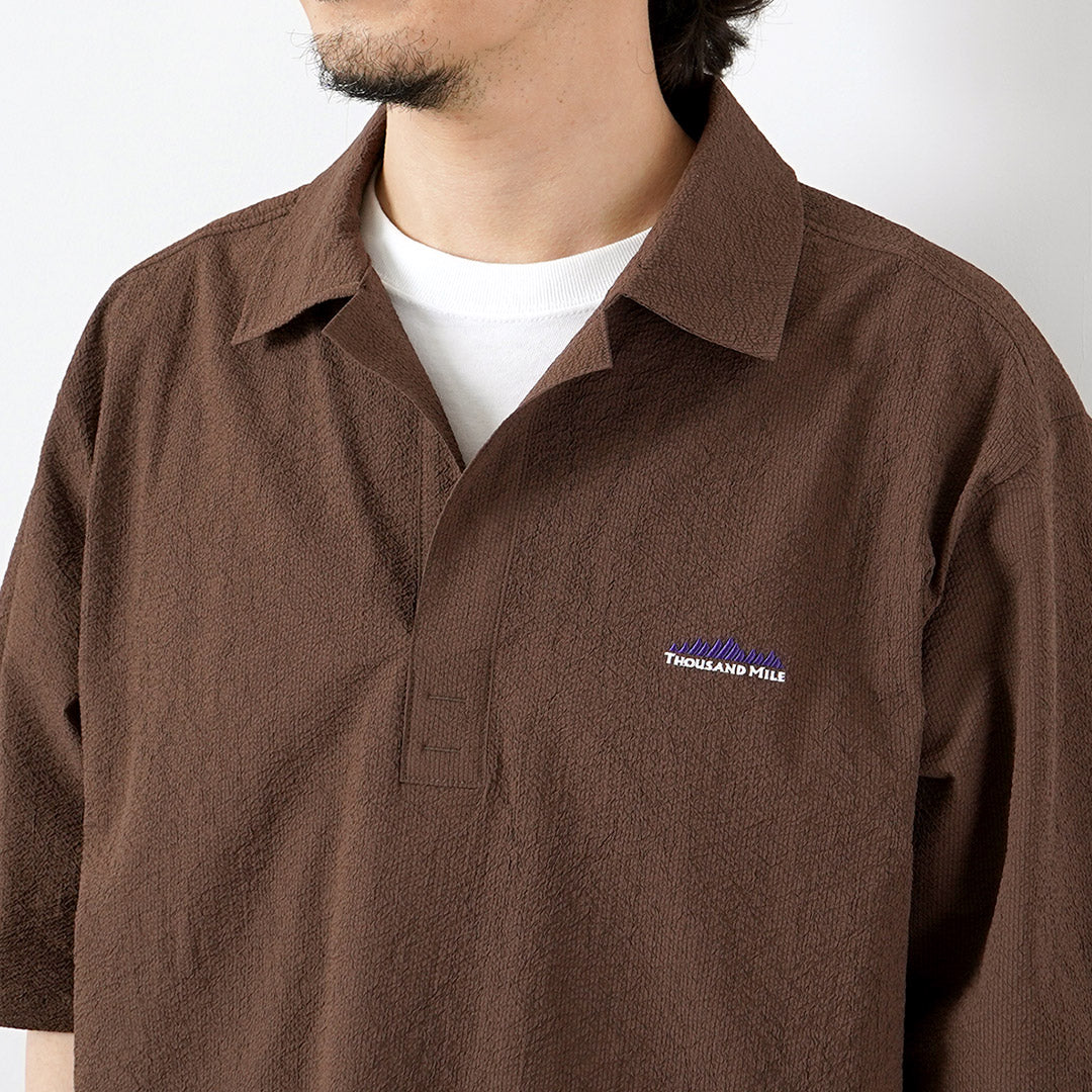 THOUSAND MILE / Short Sleeve Seersucker Skipper Shirt