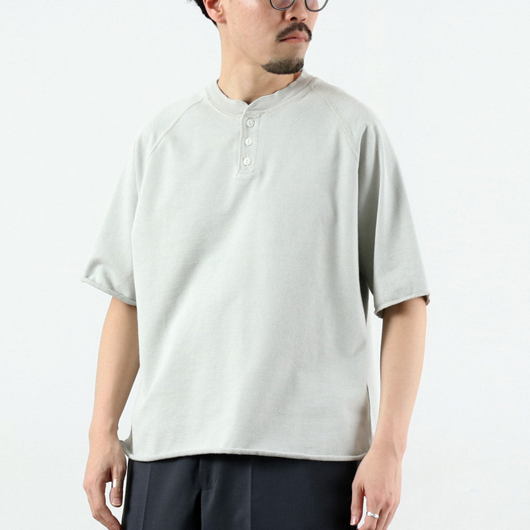 REMI RELIEF / Supima 毛圈布亨利领短袖圆领圆领毛衣