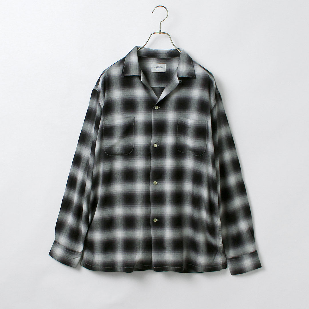 TOWNCRAFT / 60s Ombre Rayon Long-Sleeve Loop Collar Shirt