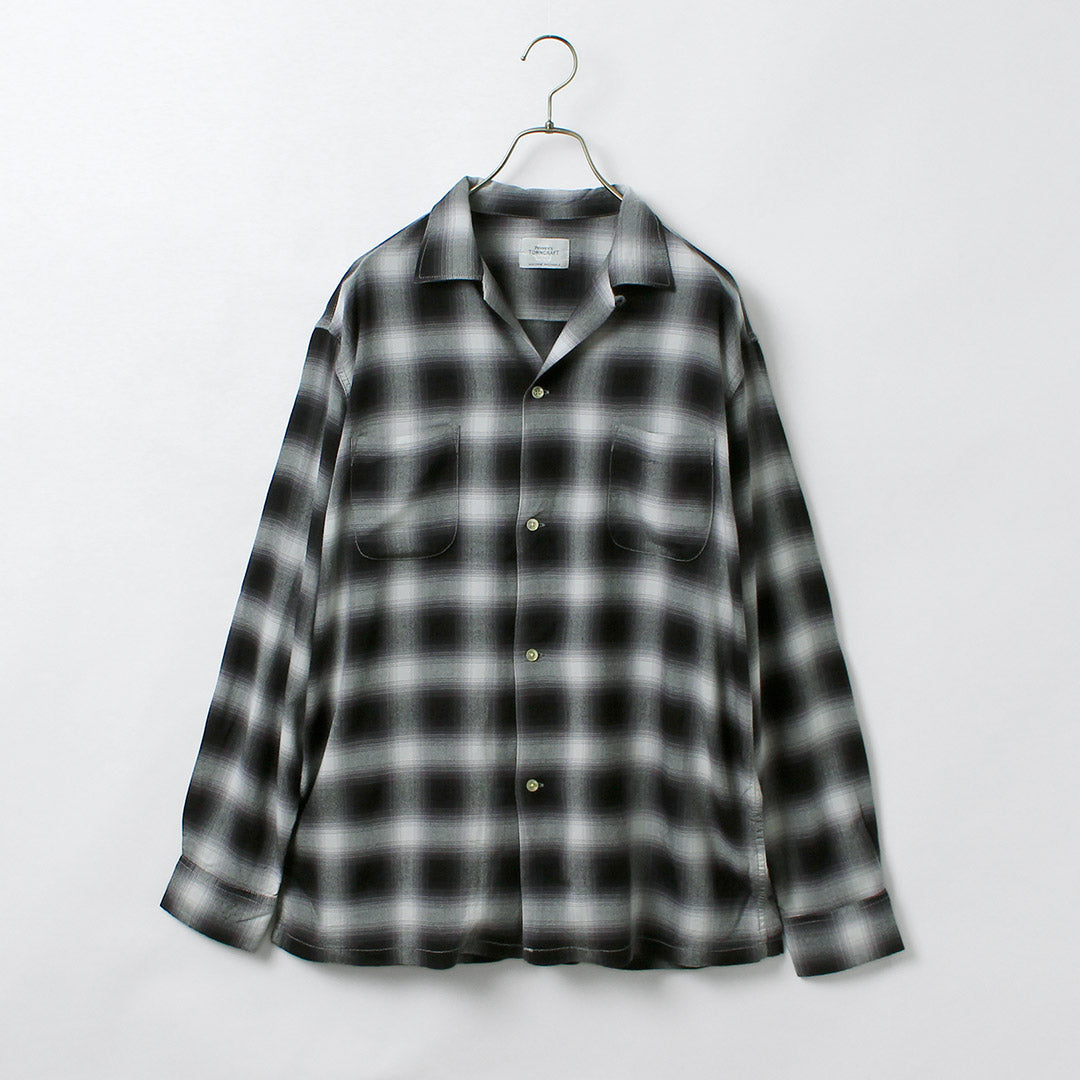 TOWNCRAFT / 60s Ombre Rayon Long-Sleeve Loop Collar Shirt