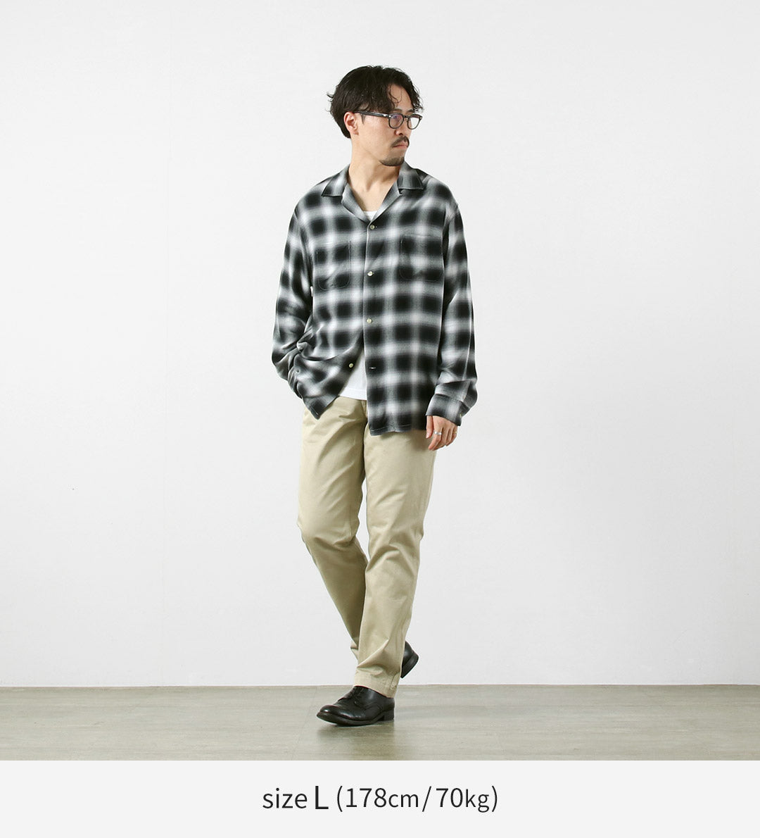 TOWNCRAFT / 60s Ombre Rayon Long-Sleeve Loop Collar Shirt