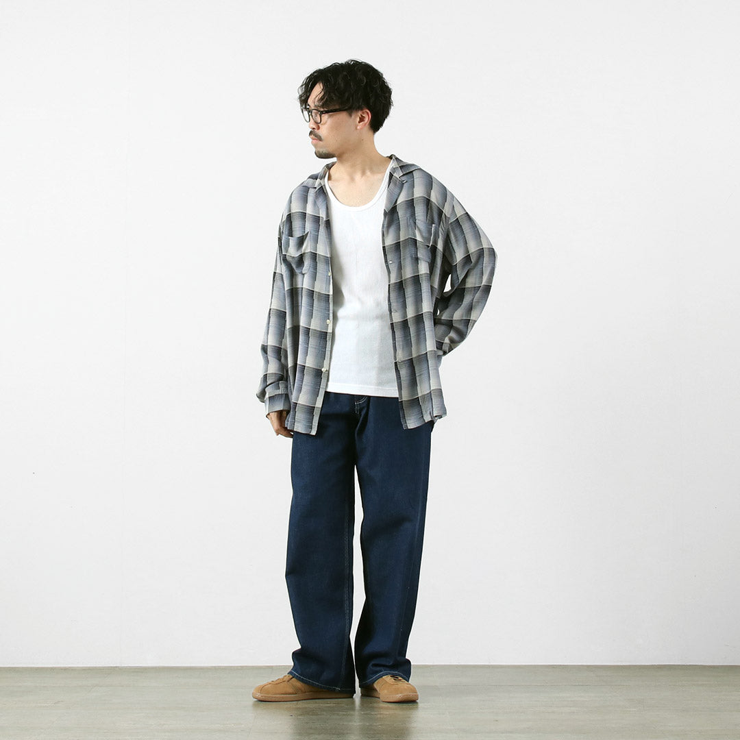 TOWNCRAFT / 60s Ombre Rayon Long-Sleeve Loop Collar Shirt