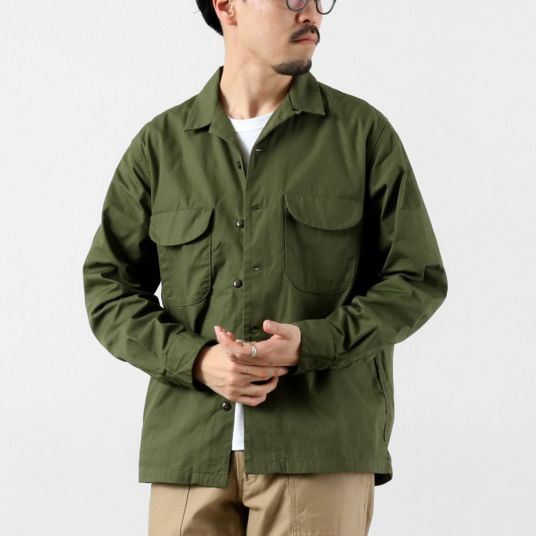FOB FACTORY / F3515 Vat-dyed Poplin Open Collar Shirt
