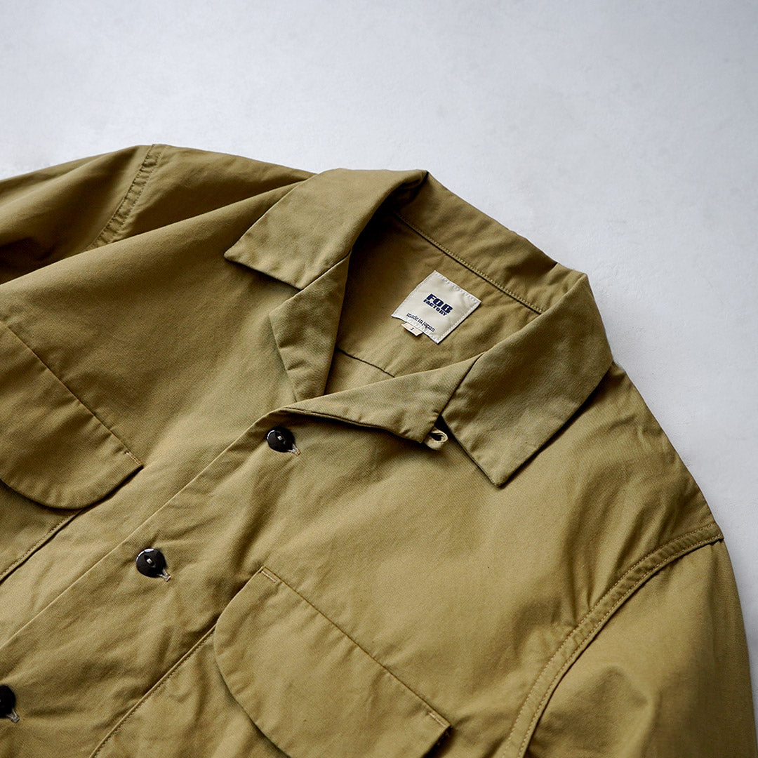 FOB FACTORY / F3515 Vat-dyed Poplin Open Collar Shirt