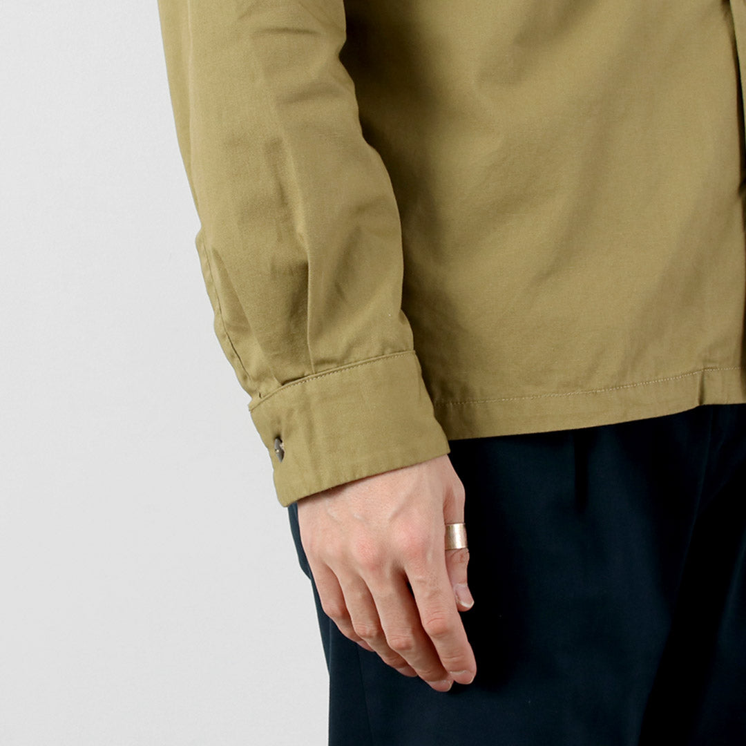FOB FACTORY / F3515 Vat-dyed Poplin Open Collar Shirt