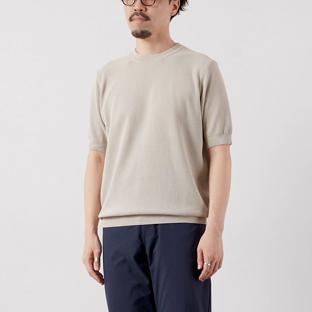 RINASCENTE / Hybrid Washable Pique Crew Neck Knit T-Shirt