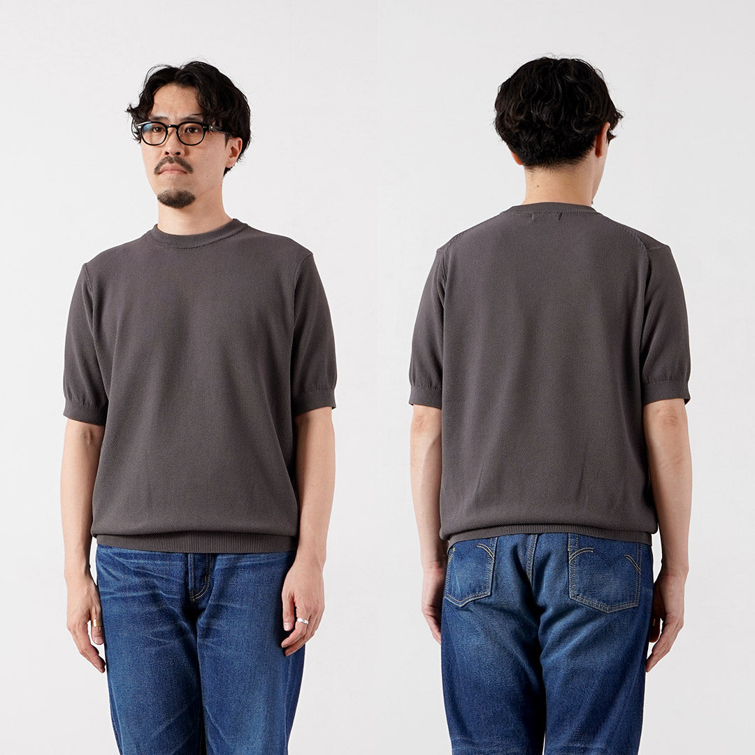 RINASCENTE / Hybrid Washable Pique Crew Neck Knit T-Shirt