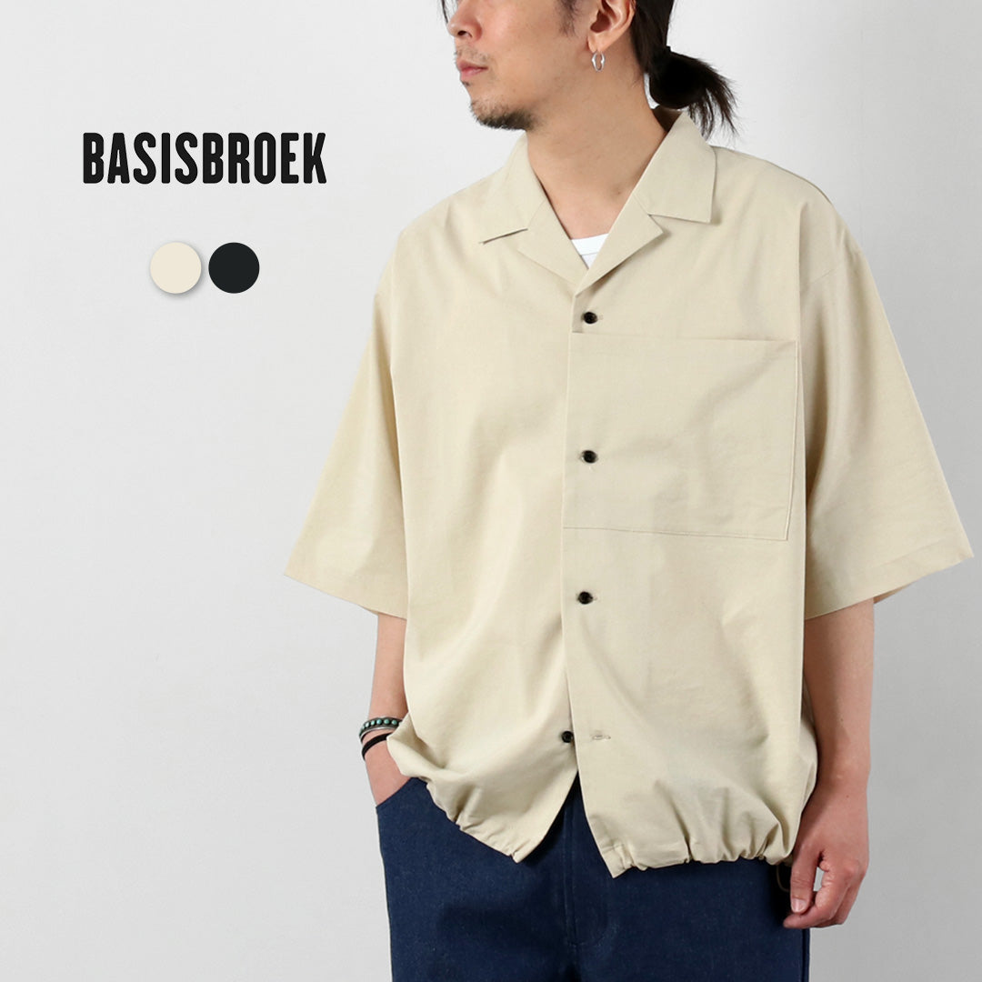BASISBROEK / Linen-Blend Stretch Open Collar Shirt
