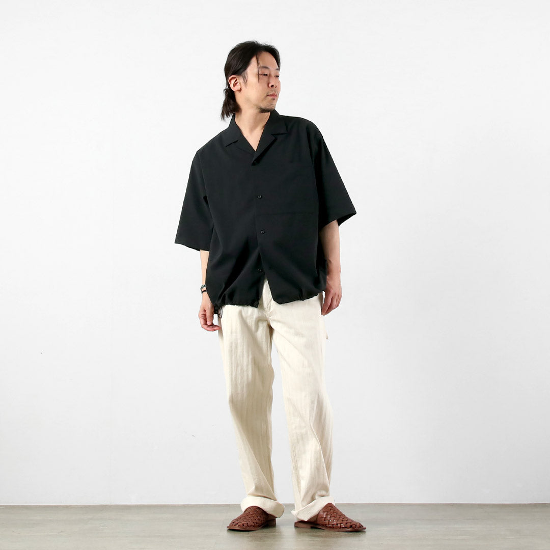 BASISBROEK / Linen-Blend Stretch Open Collar Shirt