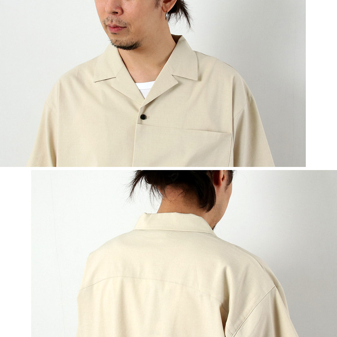 BASISBROEK / Linen-Blend Stretch Open Collar Shirt