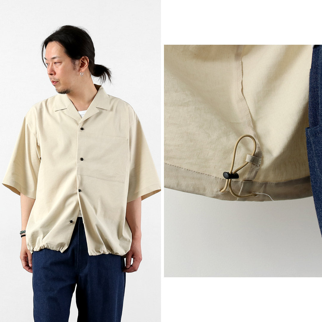 BASISBROEK / Linen-Blend Stretch Open Collar Shirt