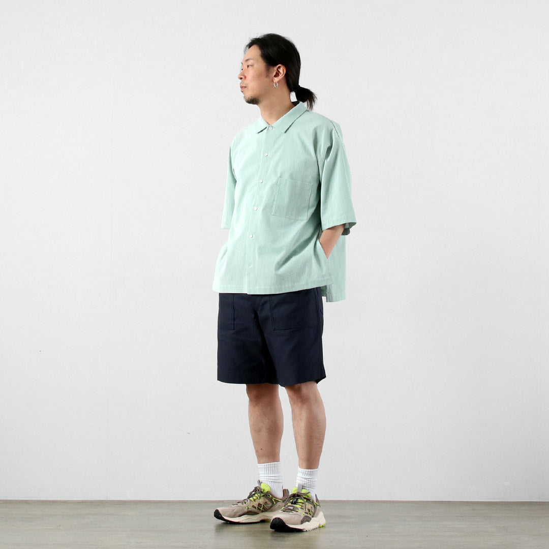 BASISBROEK / Putten Seersucker Side-Zip Short Sleeve Shirt
