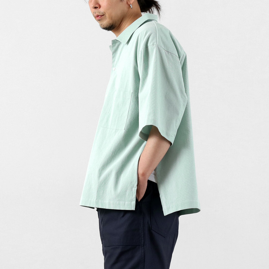 BASISBROEK / Putten Seersucker Side-Zip Short Sleeve Shirt