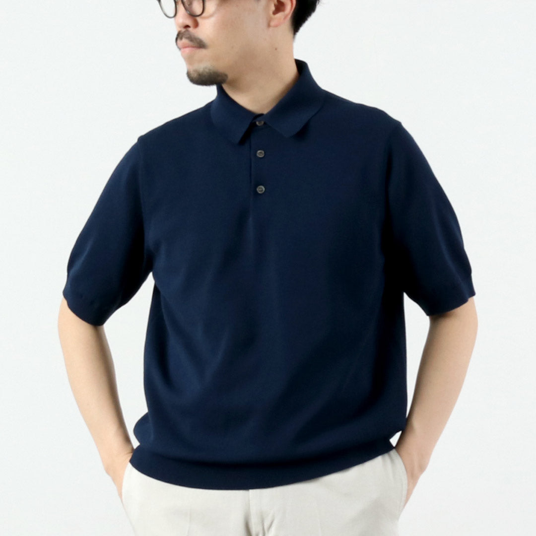 RINASCENTE / 定制 12G 平纹针织混合可水洗 Polo 衫