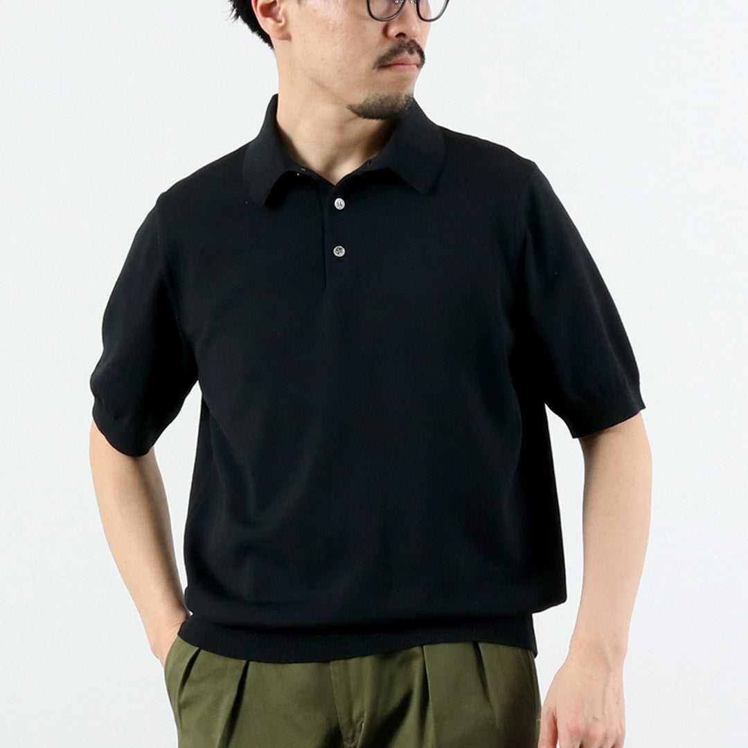 RINASCENTE / 定制 12G 平纹针织混合可水洗 Polo 衫