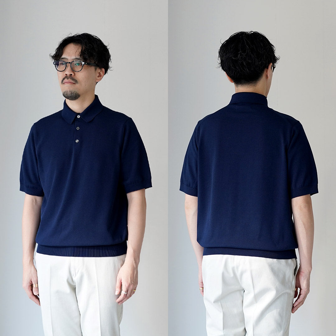 RINASCENTE / 定制 12G 平纹针织混合可水洗 Polo 衫