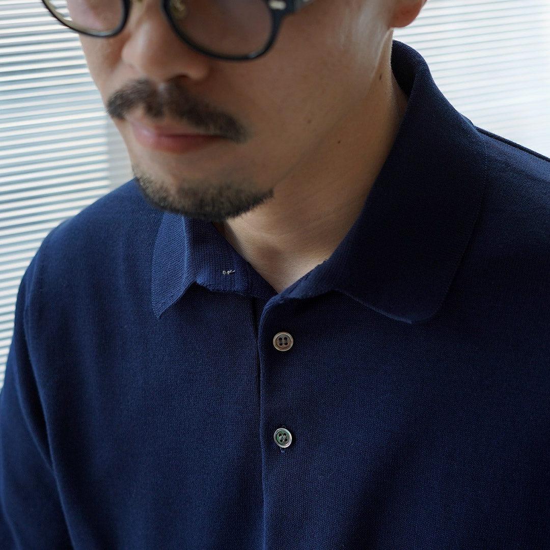 RINASCENTE / 定制 12G 平纹针织混合可水洗 Polo 衫