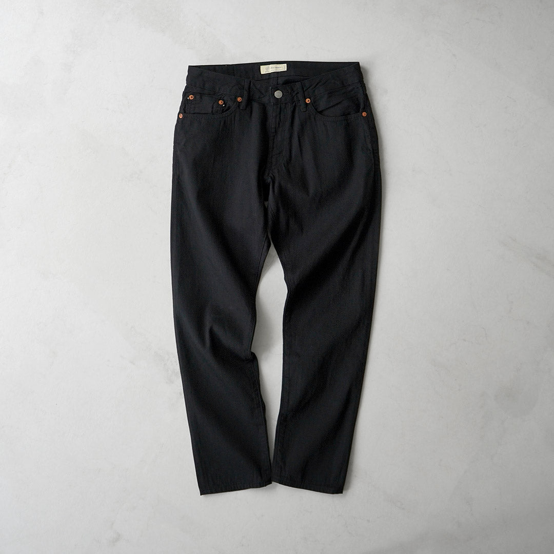 Tela azul / Vaqueros negros cónicos semianchos 5P de 8 oz