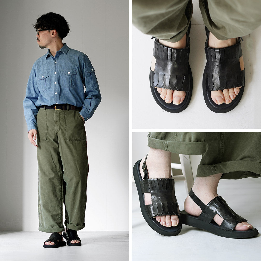 BRADOR / Sandales en cuir à plateforme et franges