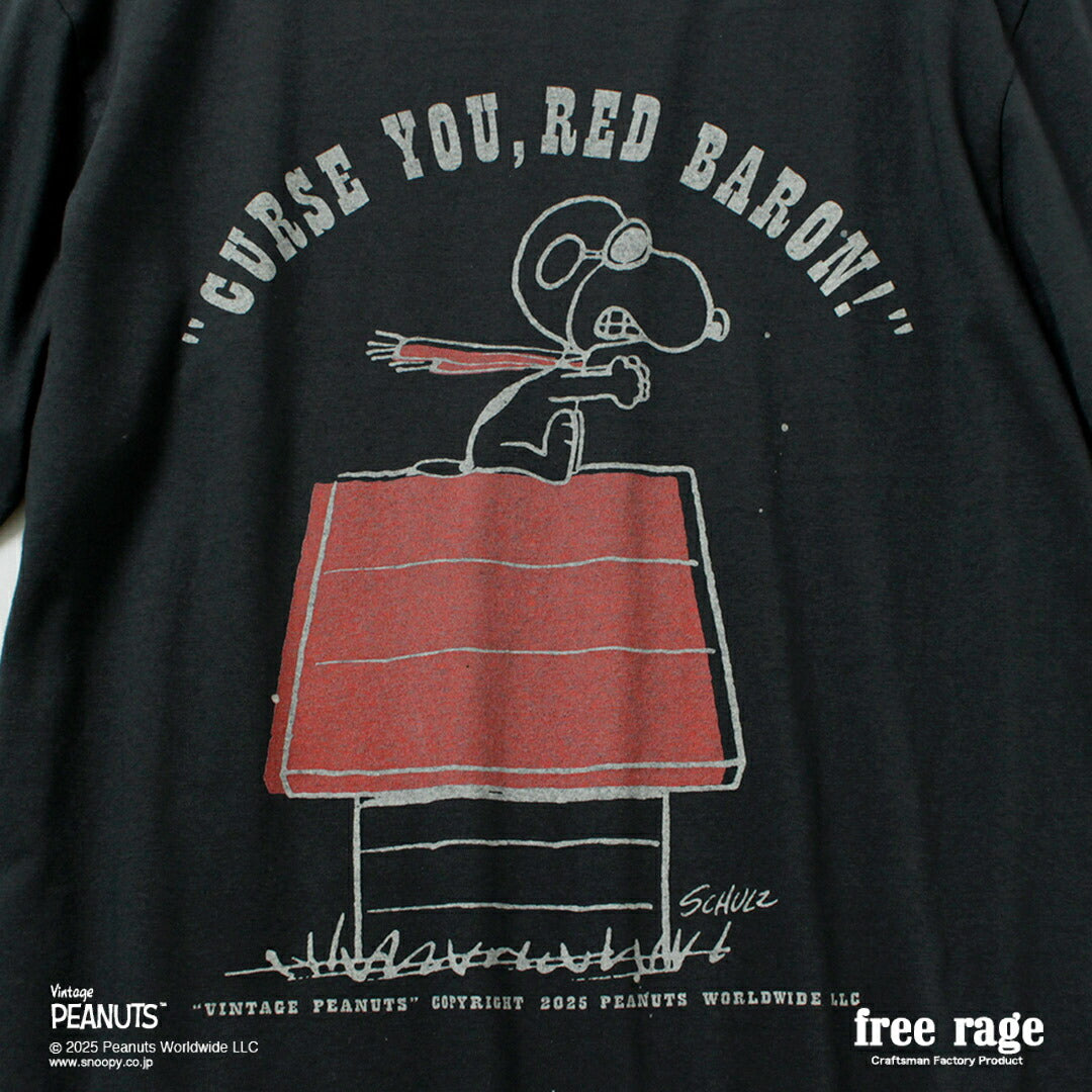 FREE RAGE / PEANUTS×free rage RED BARON Print Recycled Cotton Short Sleeve T-Shirt