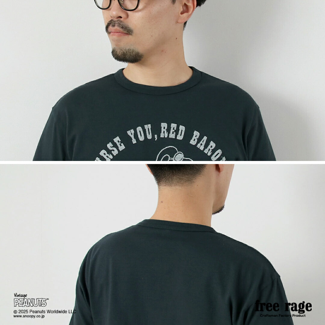 FREE RAGE / PEANUTS×free rage RED BARON Print Recycled Cotton Short Sleeve T-Shirt