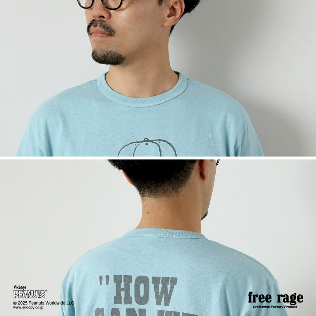 FREE RAGE / PEANUTS×free rage Charlie Brown Print Recycled Cotton Short Sleeve T-Shirt