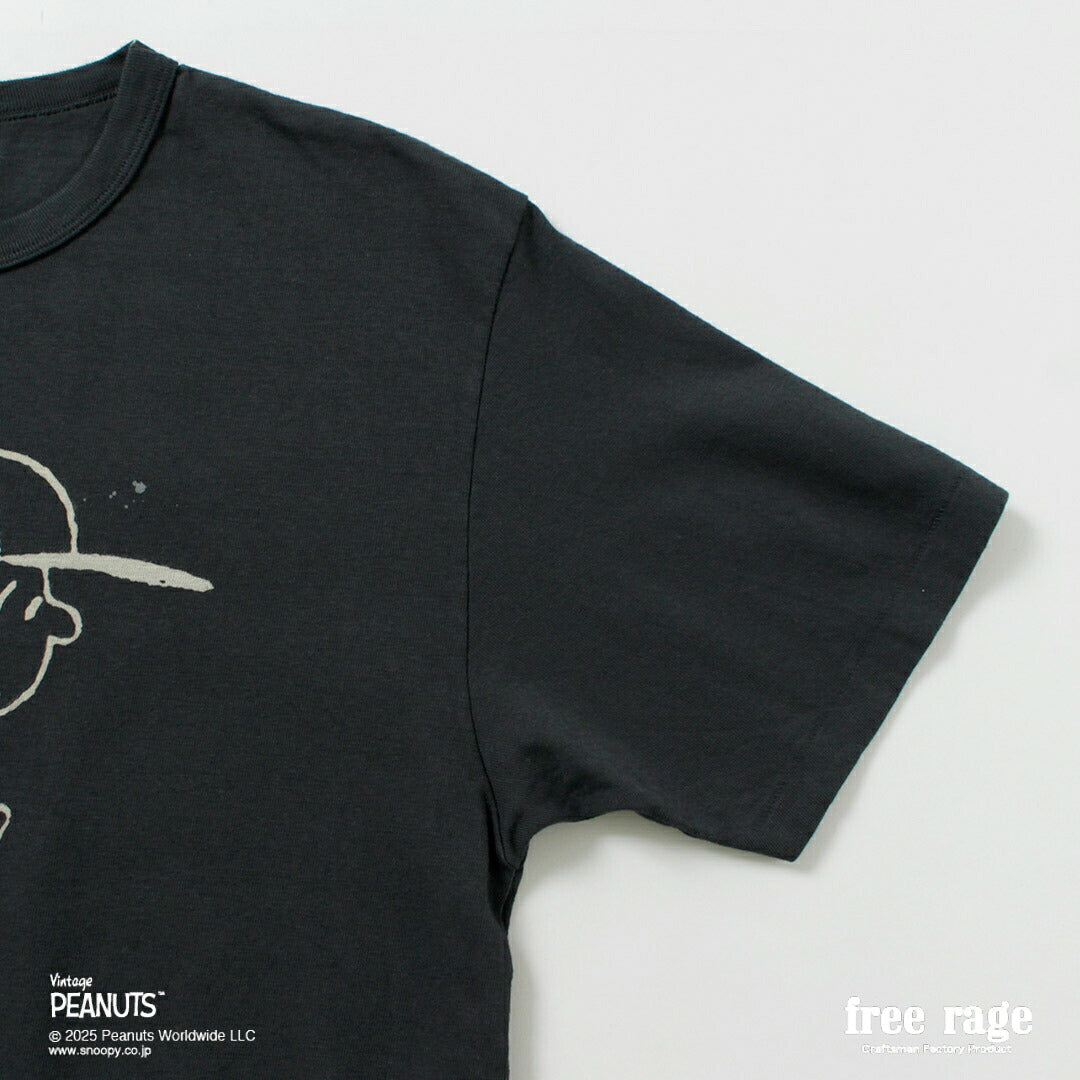 FREE RAGE / PEANUTS×free rage Charlie Brown Print Recycled Cotton Short Sleeve T-Shirt