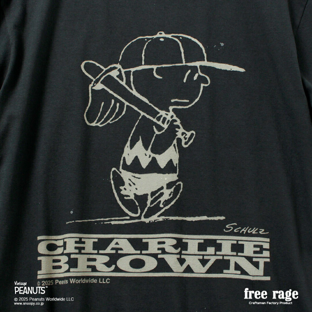 FREE RAGE / PEANUTS×free rage Charlie Brown Print Recycled Cotton Short Sleeve T-Shirt