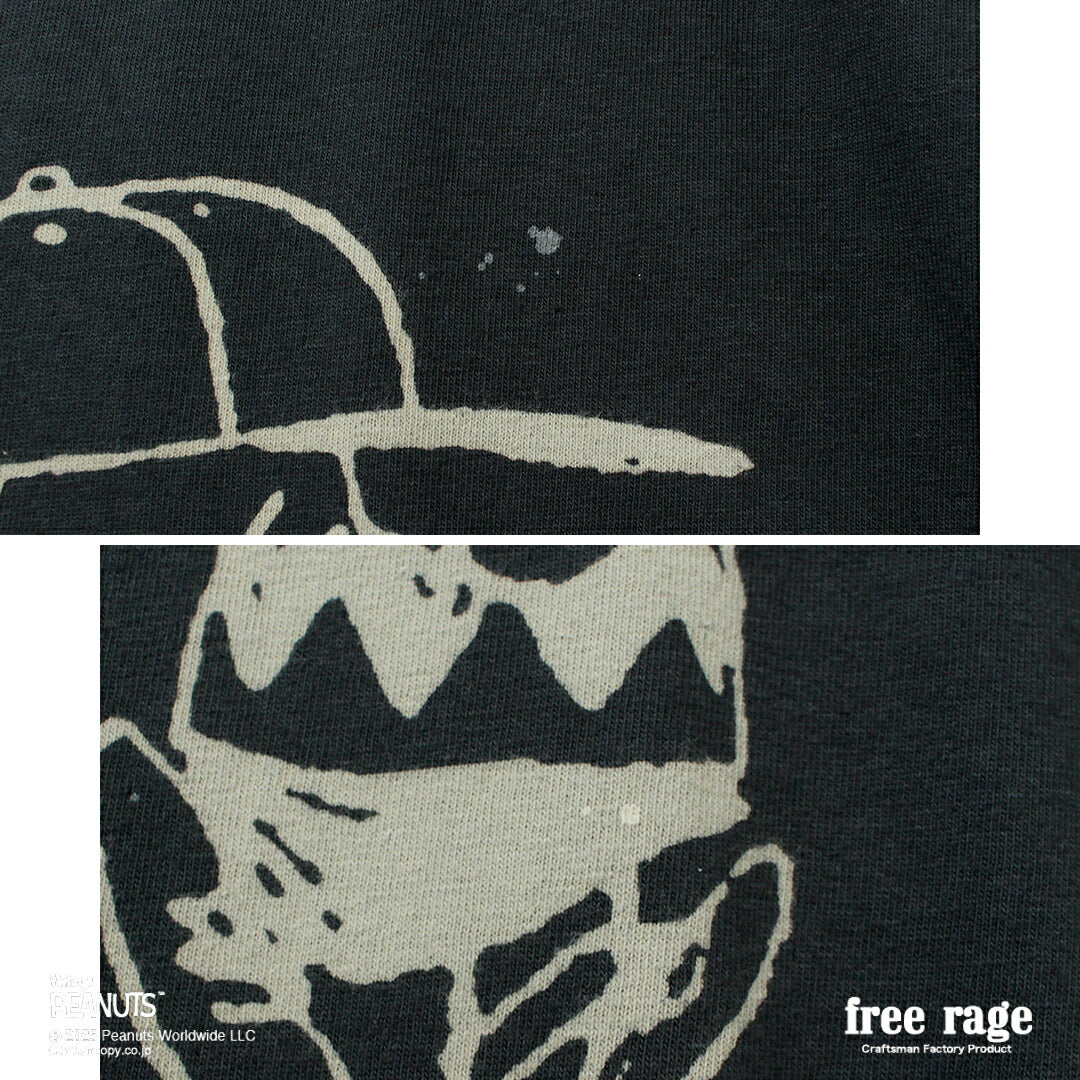 FREE RAGE / PEANUTS×free rage Charlie Brown Print Recycled Cotton Short Sleeve T-Shirt