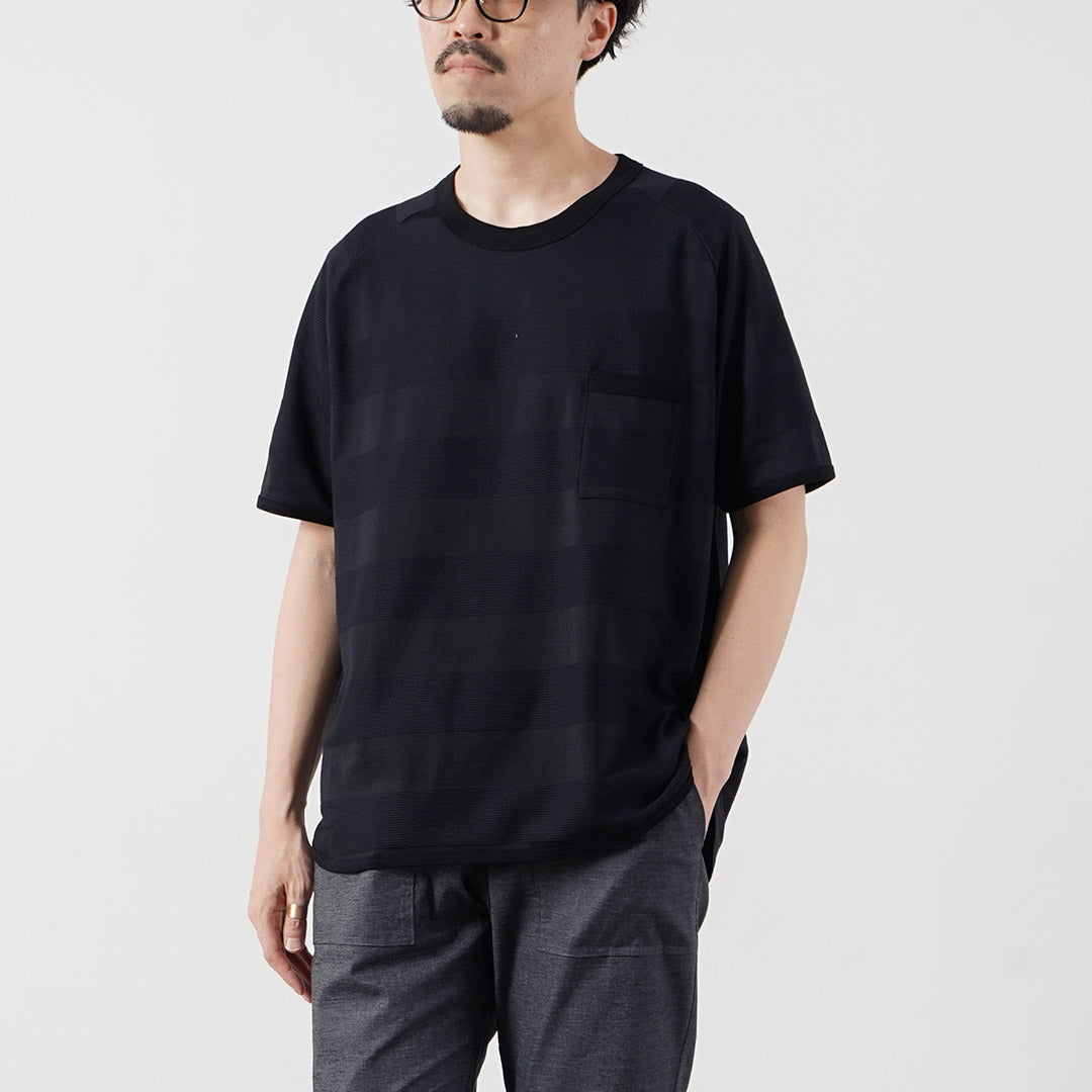 RE MADE IN TOKYO JAPAN / COOLMAX Jacquard Striped Knit T-Shirt