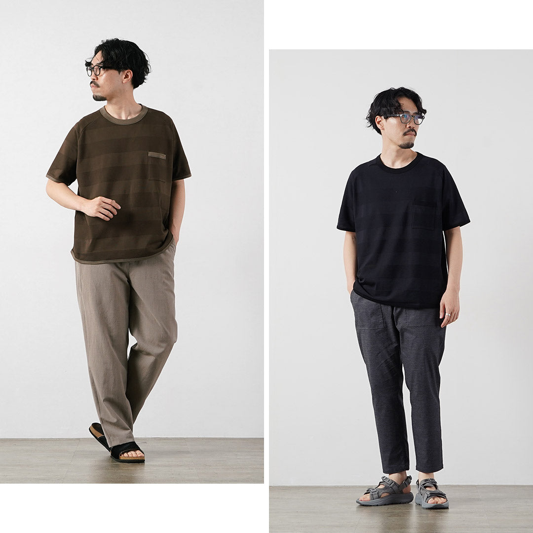 RE MADE IN TOKYO JAPAN / COOLMAX Jacquard Striped Knit T-Shirt
