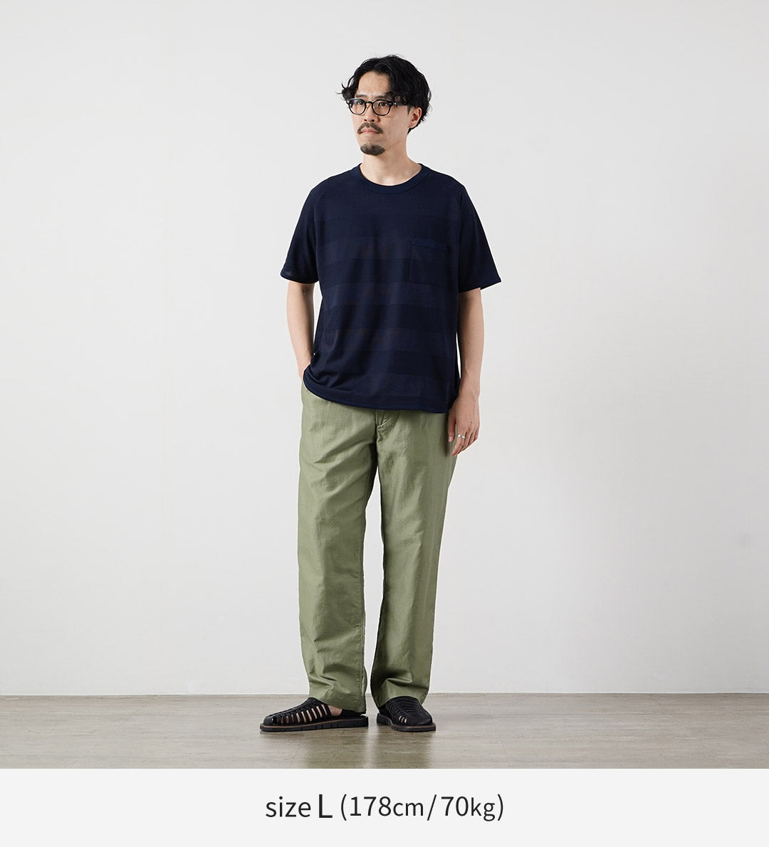 RE MADE IN TOKYO JAPAN / COOLMAX Jacquard Striped Knit T-Shirt