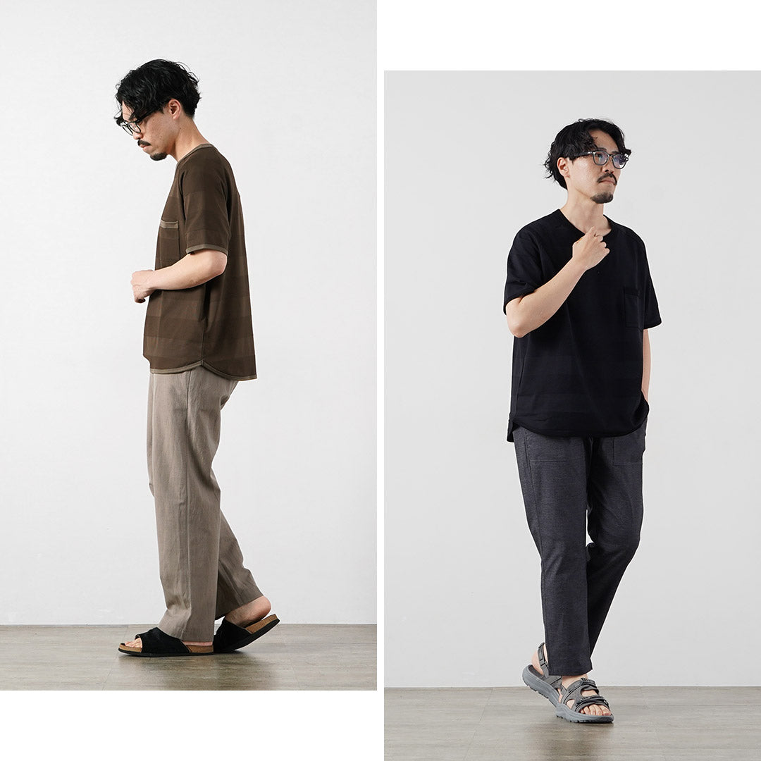 RE MADE IN TOKYO JAPAN / COOLMAX Jacquard Striped Knit T-Shirt