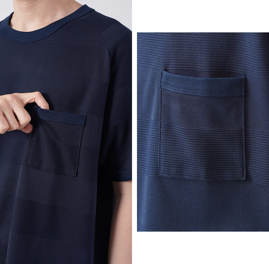 RE MADE IN TOKYO JAPAN / COOLMAX Jacquard Striped Knit T-Shirt