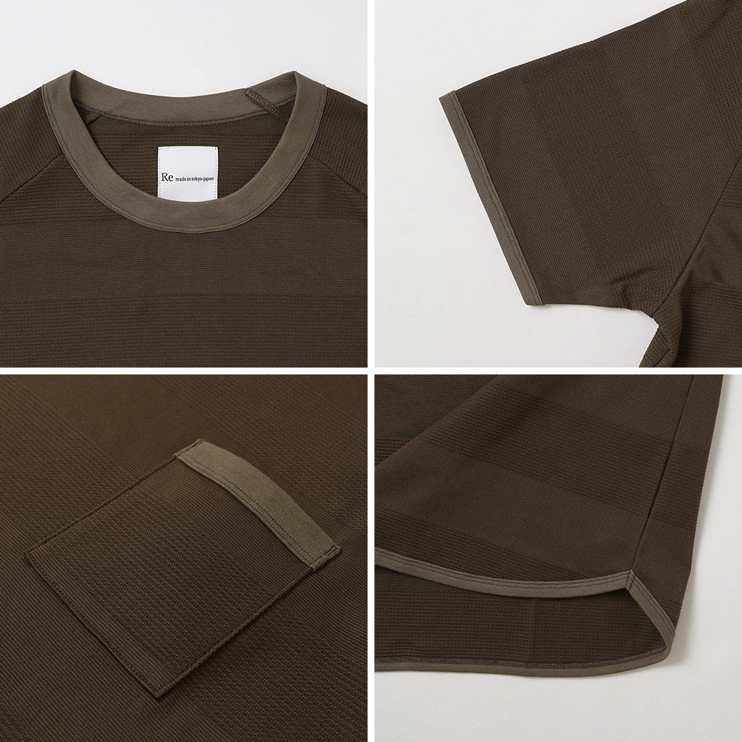 RE MADE IN TOKYO JAPAN / COOLMAX Jacquard Striped Knit T-Shirt