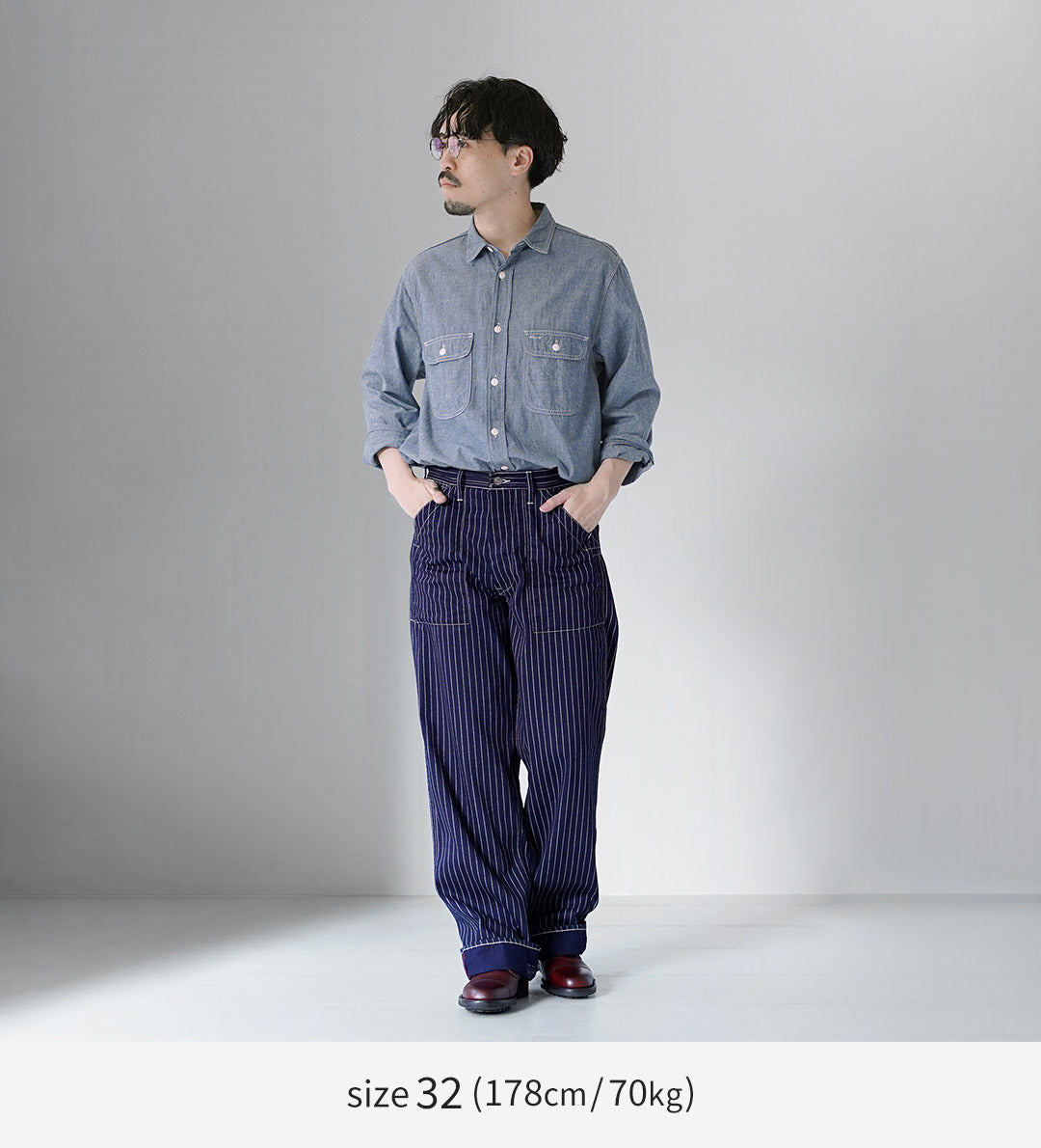 SUGAR CANE / 9oz 와바시 스트라이프 엔지니어 팬츠