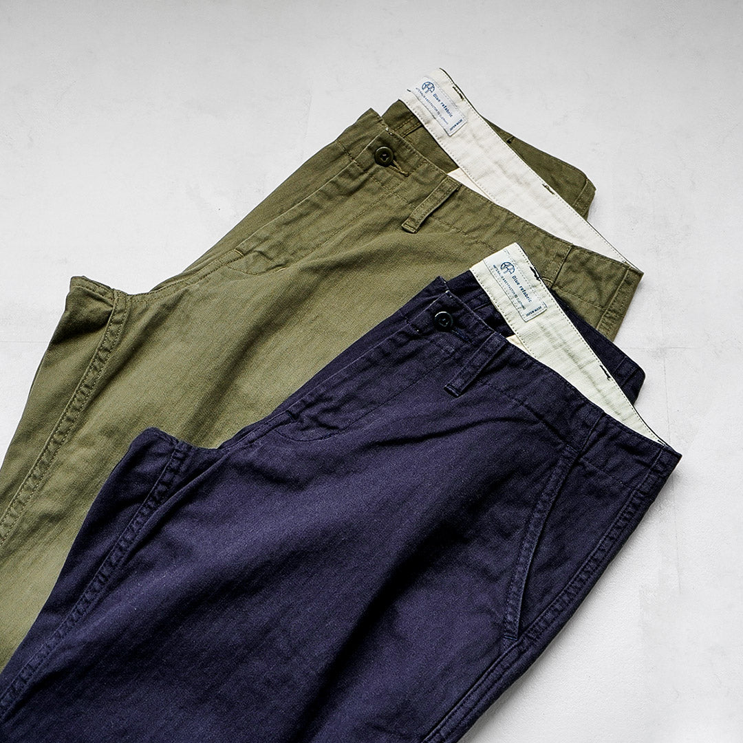 Blue refabric / Herringbone Wide Tapered Vintage Trousers