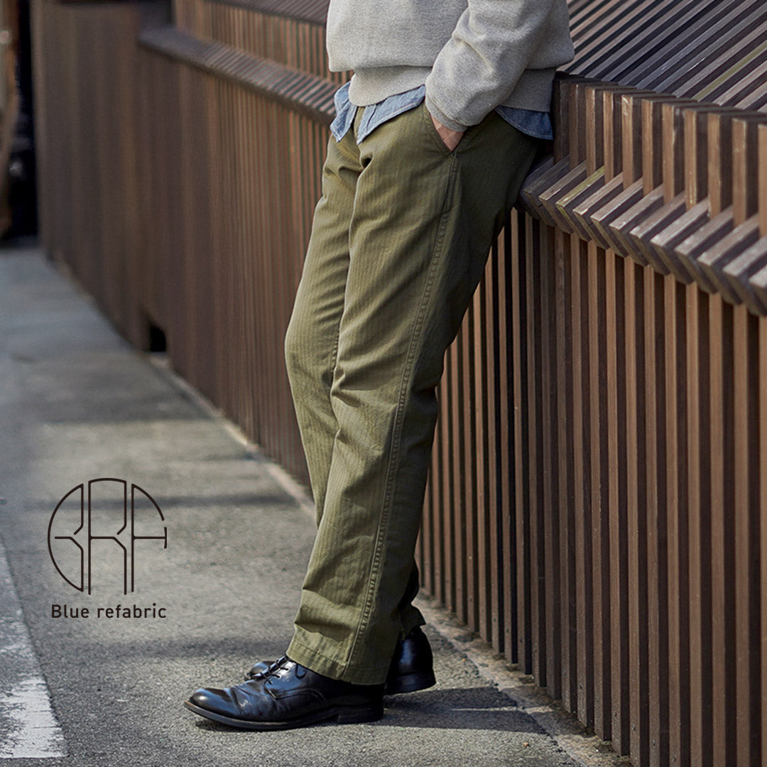 Blue refabric / Herringbone Wide Tapered Vintage Trousers